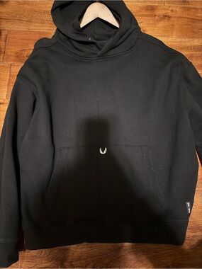 ASRV Black Pullover Hoodie with Minimal Crest
